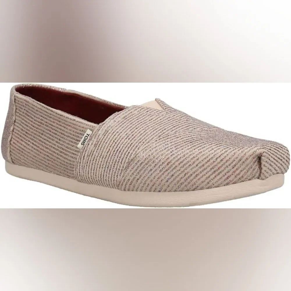 TOMS Women's Striped Metallic Slip-On Shoes - Cream